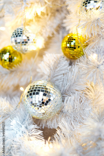 mirror ball on christmas tree