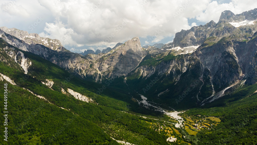 Spring morning at mountains and clouds