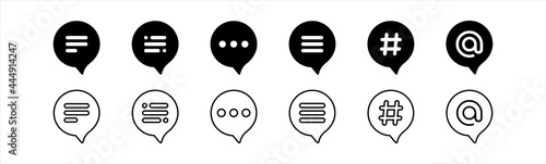 Chat icon vector isolated on background. Trendy message symbol. Hashtag icon in bubble. Hashtag speech bubble icon. Pixel perfect. Vector illustration.