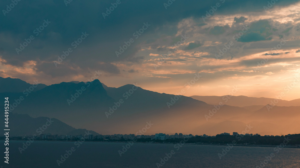 Sunset in the mountains in Antalya