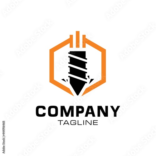 Drill Bit Logo Design Vector Image