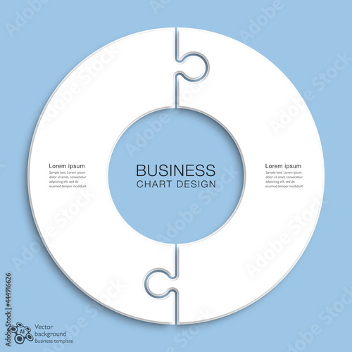 Business chart design. 2 division, jigsaw graph pattern. 