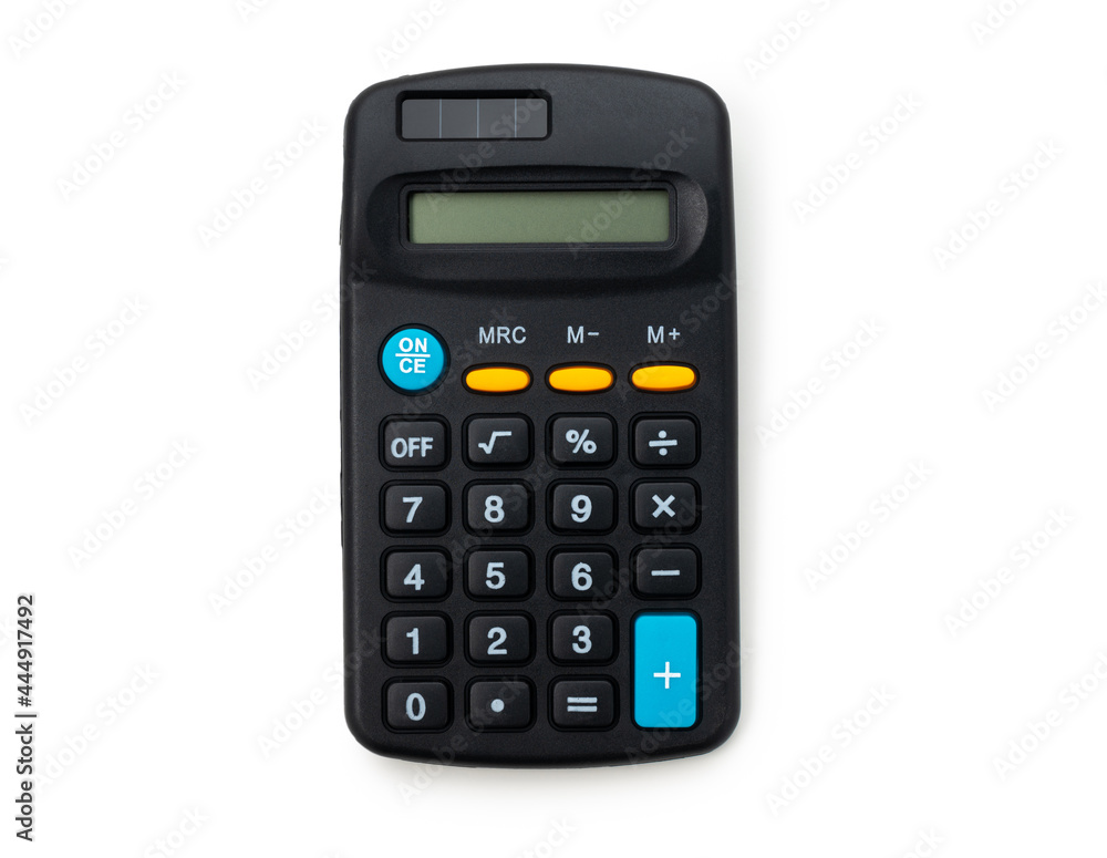 Black calculator on isolated white background Black calculator on isolated white background