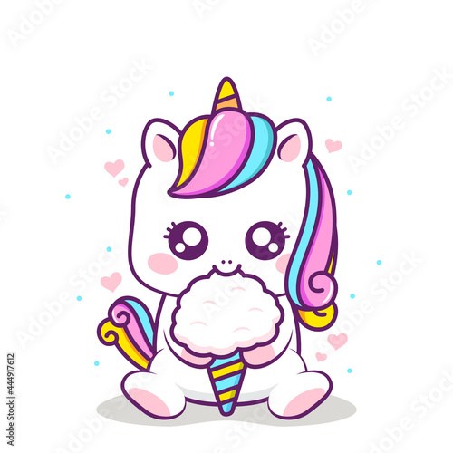 cute unicorn hugging cotton candy