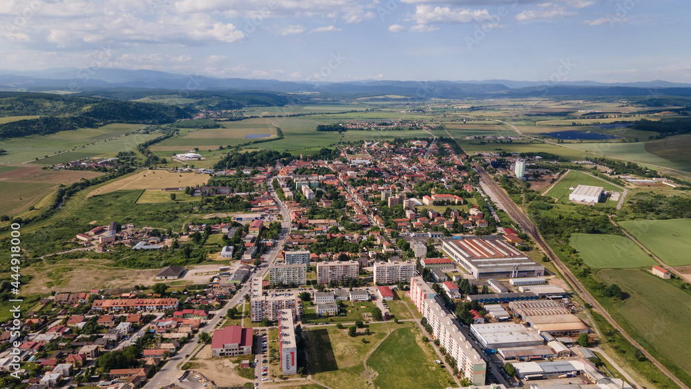 Aerial view of the town of Tornala in Slovakia
