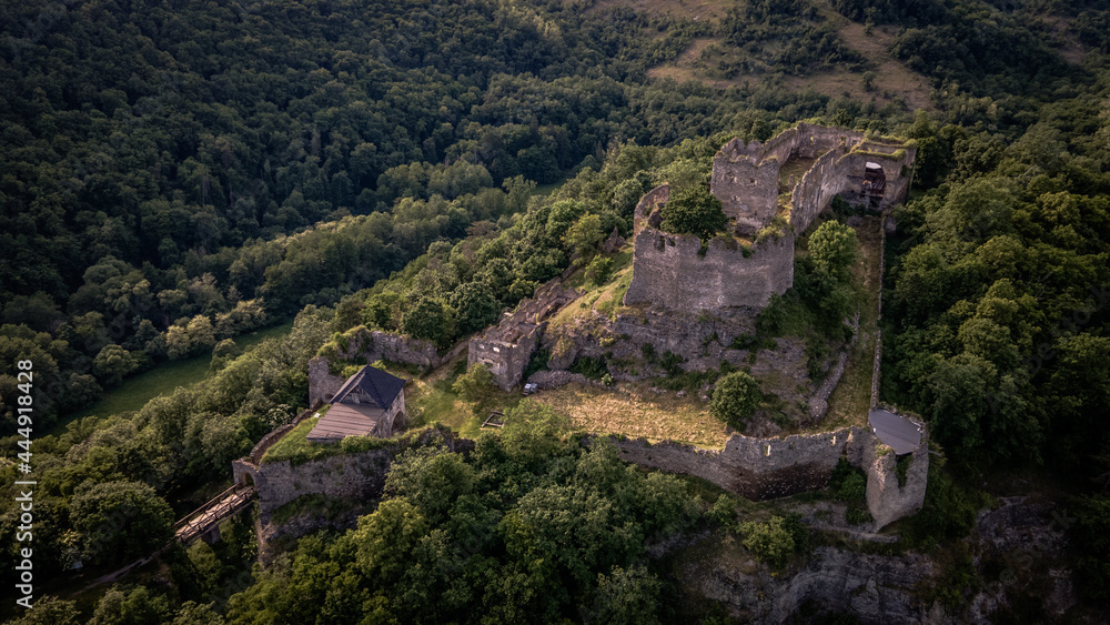 Aerial view of Cabrad Castle near the village of Cabradsky Vrbovok, Slovakia