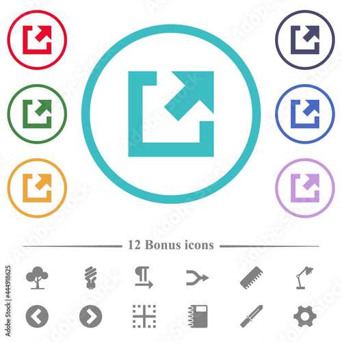 External link flat color icons in circle shape outlines