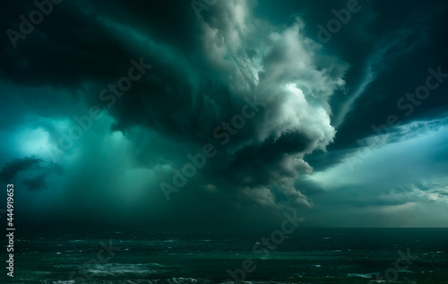 Tablou canvas storm with dramatic clouds over the sea