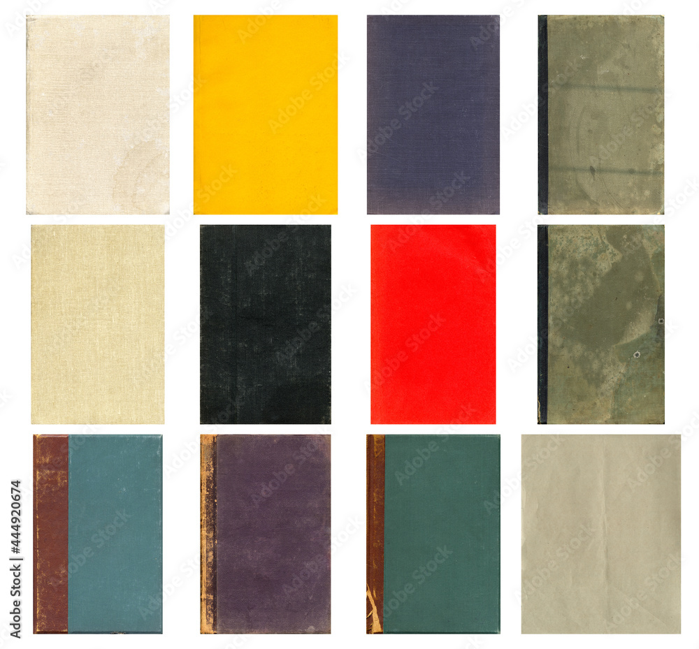 Fototapeta premium Paper and textile textures set. Blank retro pages and old book covers. Rough faded canvas surface. Perfect for background and vintage style design. Empty place for text.