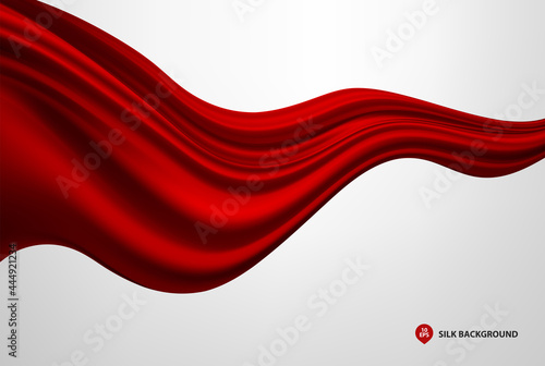 Abstract vector flying wave silk or satin fabric on white background for grand opening ceremony or other occasion