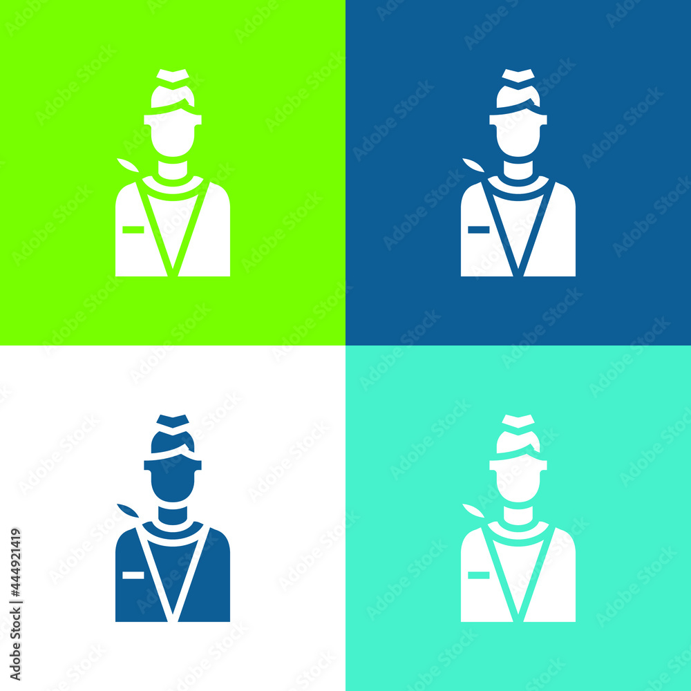 Air Hostess Flat four color minimal icon set Air Hostess Flat four color minimal icon set