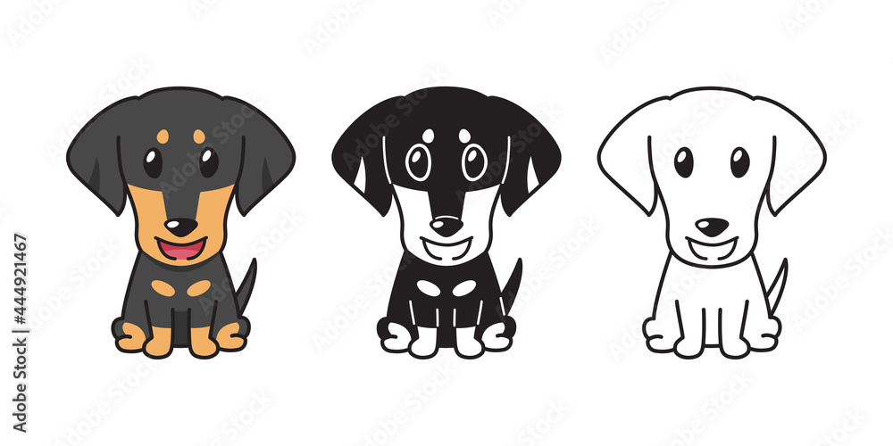 Vector cartoon set of dachshund dog for design Vector cartoon set of dachshund dog for design
