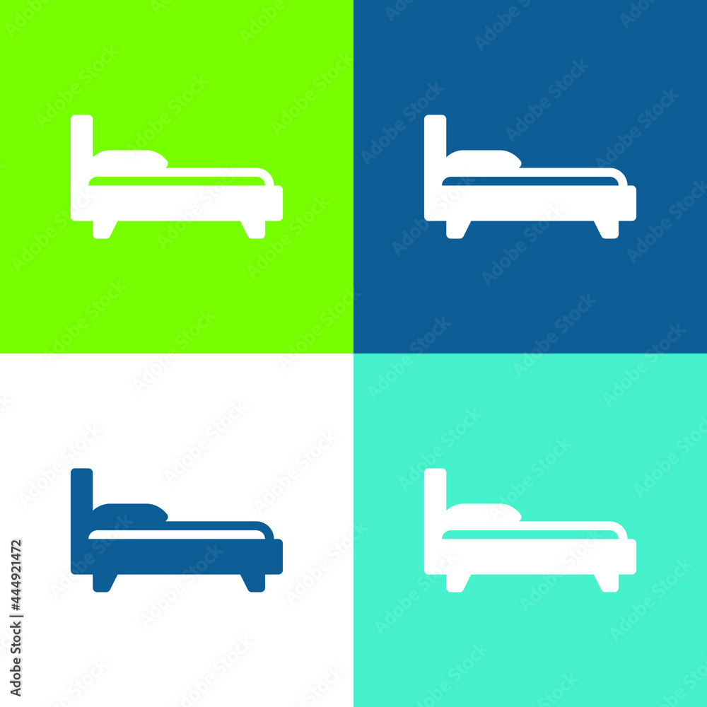 Bed Flat four color minimal icon set Bed Flat four color minimal icon set