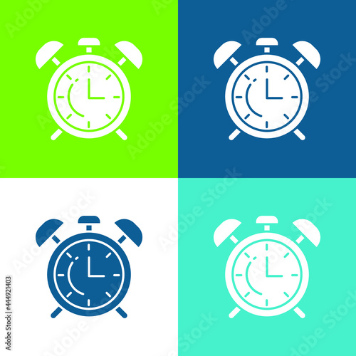 Alarm Clock Flat four color minimal icon set