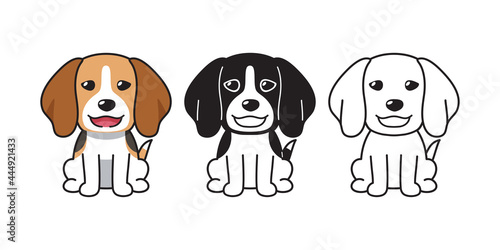 Vector cartoon set of beagle dog for design