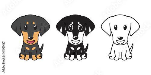 Vector cartoon set of dachshund dog for design
