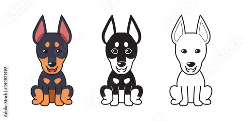 Vector cartoon set of dobermann dog for design