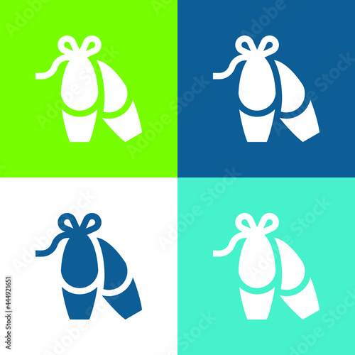 Ballerina Flat four color minimal icon set