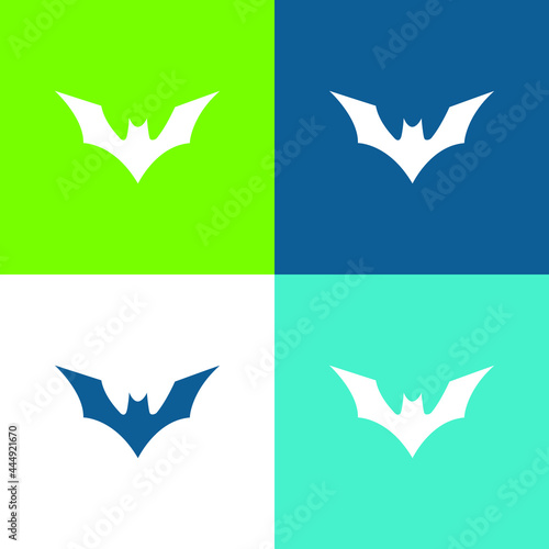 Bat With Raised Wings Flat four color minimal icon set