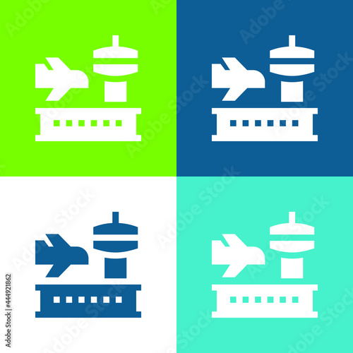 Airport Flat four color minimal icon set