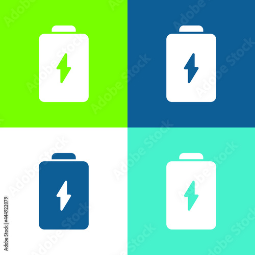 Battery Flat four color minimal icon set