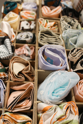 Close up of multicolored handkerchief covered in full screen