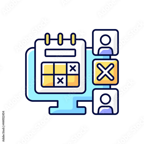 Absence calendar RGB color icon. Tracking employee leaves and days off remotely. Controlling team members holidays. Isolated vector illustration. Work monitoring simple filled line drawing