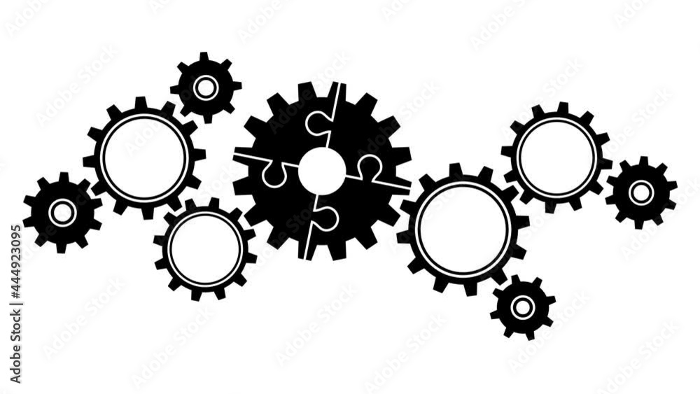 Video Drehende Zahnräder Groß Und Klein Puzzle Schwarz Video Drehende Zahnräder Groß Und Klein Puzzle Schwarz