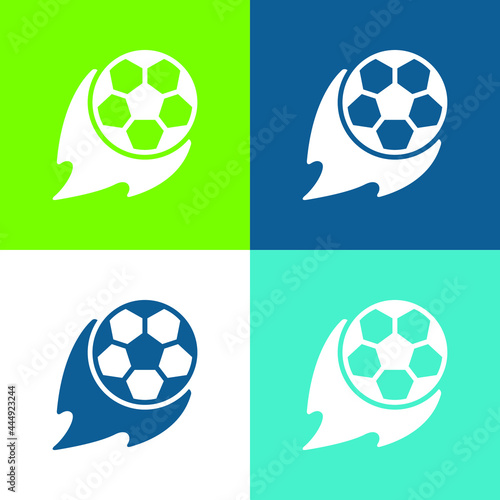 Ball Flat four color minimal icon set