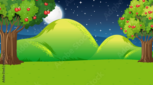 Blank nature park landscape at night scene