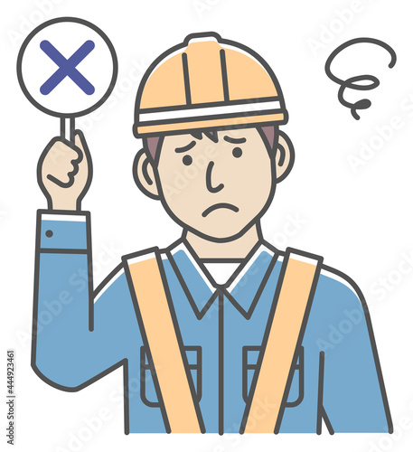 Blue  collar worker showing placard vector illustration
