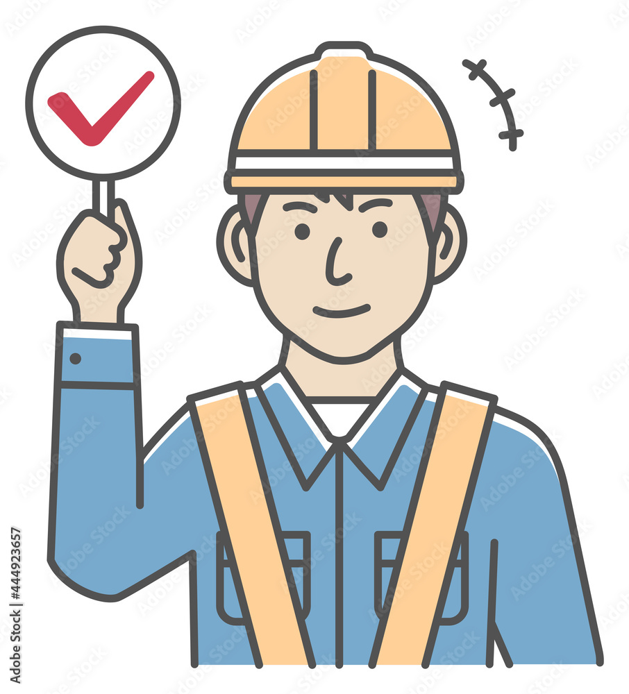 Blue collar worker showing placard vector illustration Blue collar worker showing placard vector illustration