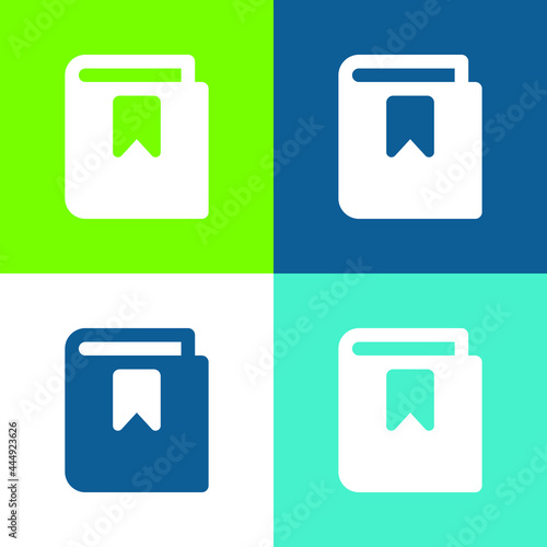 Book Flat four color minimal icon set