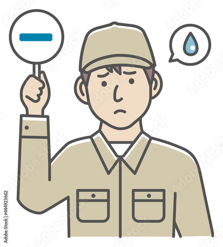 Blue  collar worker showing placard vector illustration