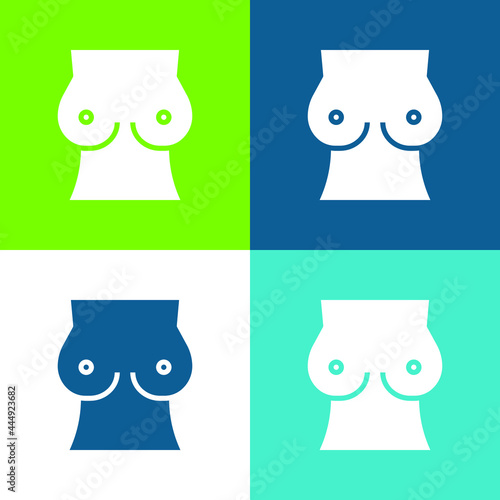 Breast Flat four color minimal icon set