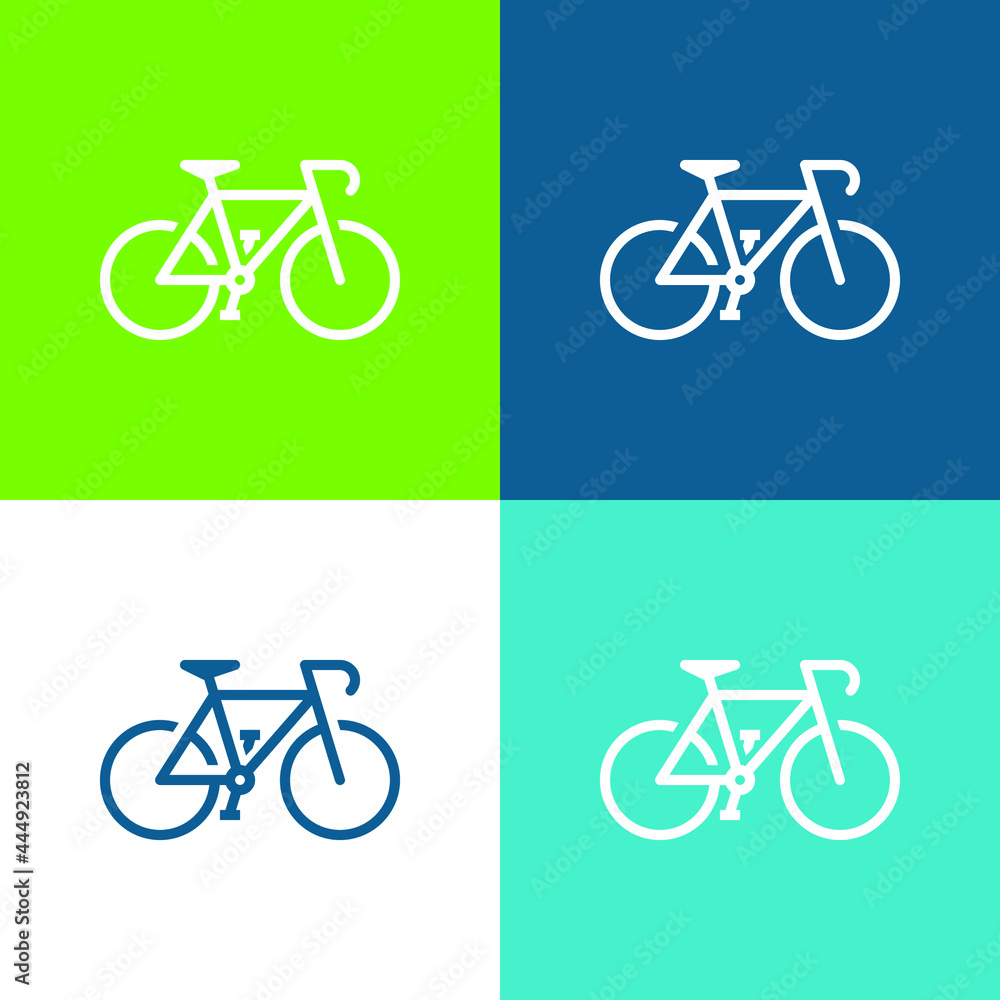 Bicycle Flat four color minimal icon set Bicycle Flat four color minimal icon set
