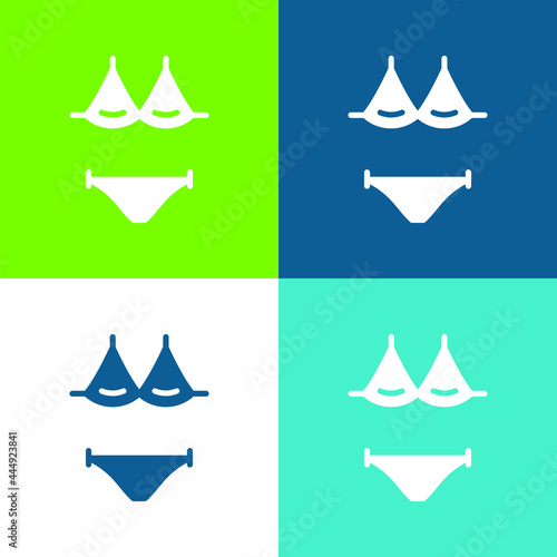 Bikini Flat four color minimal icon set