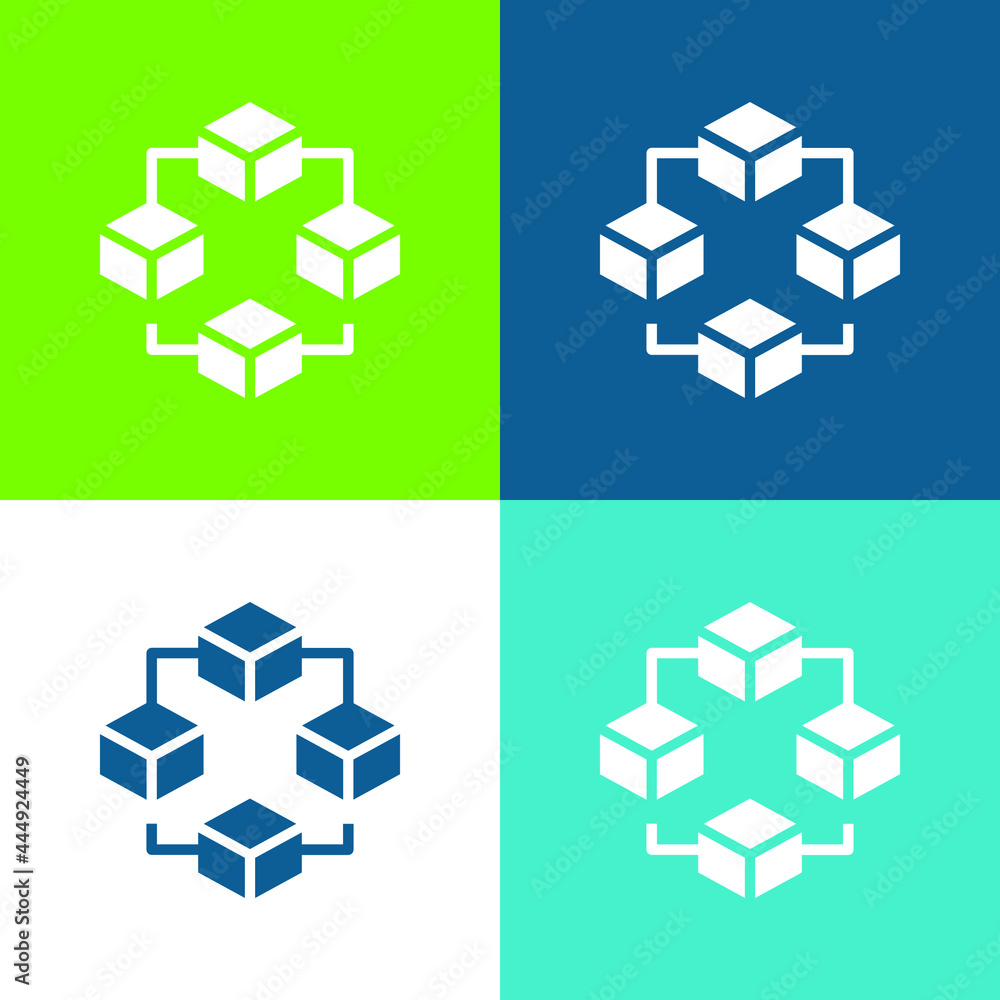 Blockchain Flat four color minimal icon set Blockchain Flat four color minimal icon set