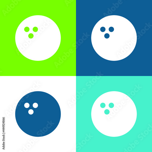 Bowling Ball Flat four color minimal icon set