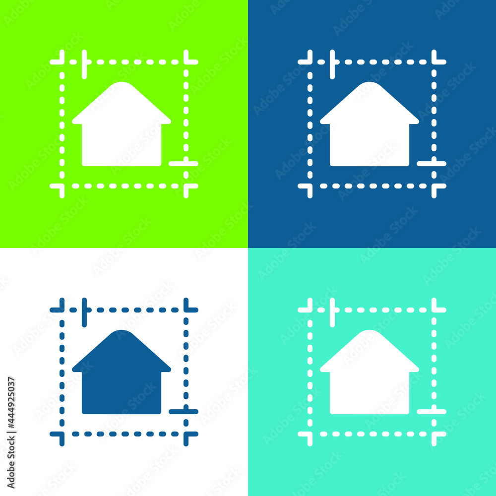 Naklejka premium Blueprint Flat four color minimal icon set