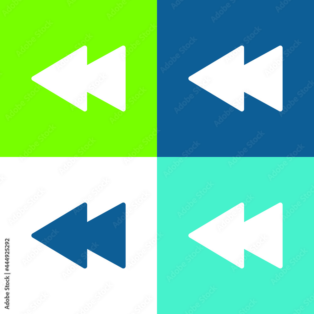 Backwards Flat four color minimal icon set Backwards Flat four color minimal icon set
