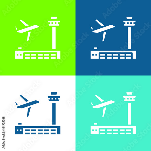 Airport Flat four color minimal icon set