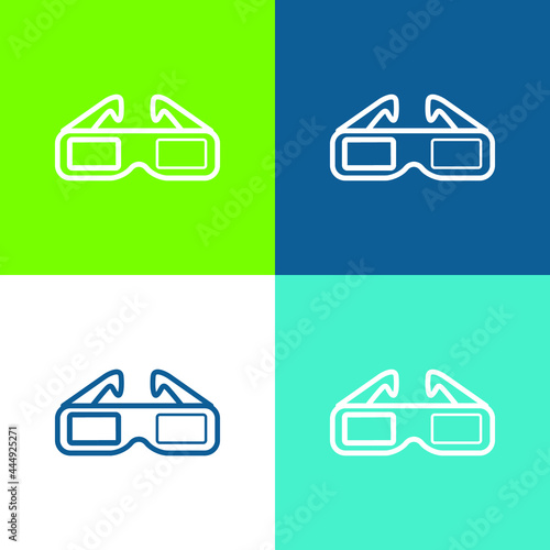 3d Spectacles For Cinema Flat four color minimal icon set