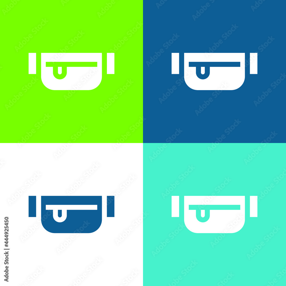 Belt Pouch Flat four color minimal icon set Belt Pouch Flat four color minimal icon set
