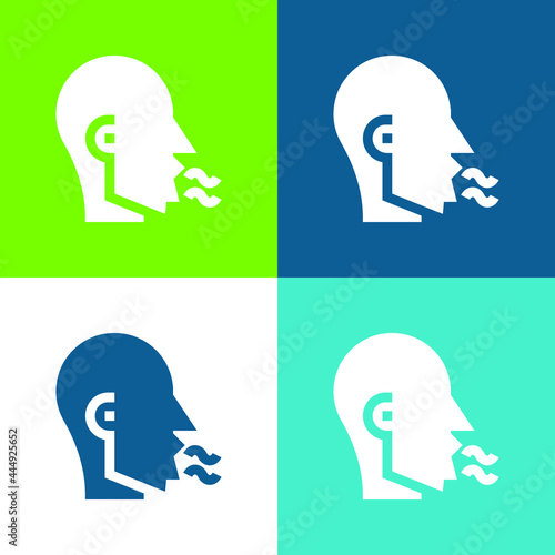 Bad Breath Flat four color minimal icon set