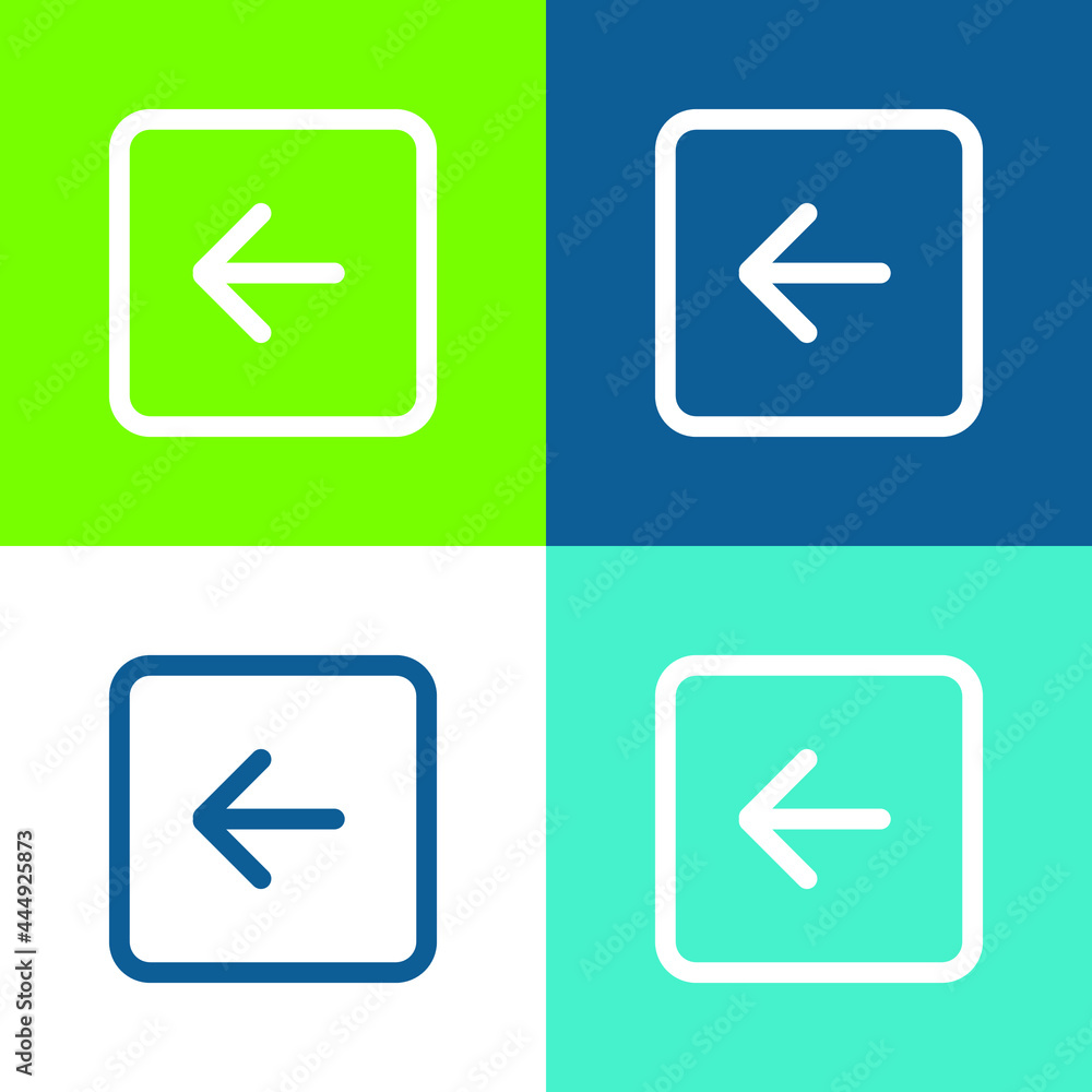 Back Left Arrow Square Button Outline Flat four color minimal icon set Back Left Arrow Square Button Outline Flat four color minimal icon set