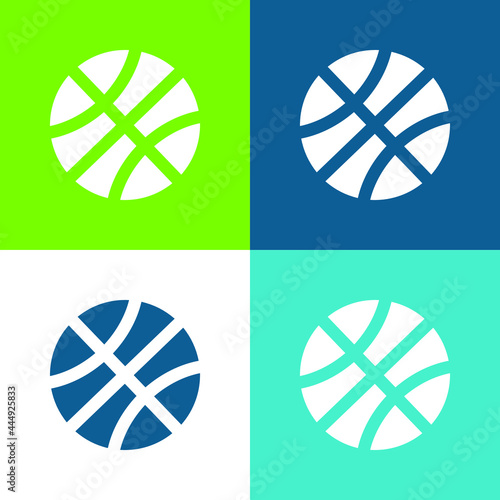 Baseball Circular Ball Flat four color minimal icon set