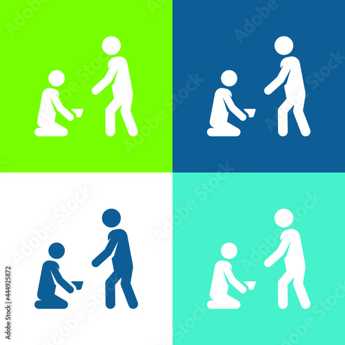 Begging Flat four color minimal icon set