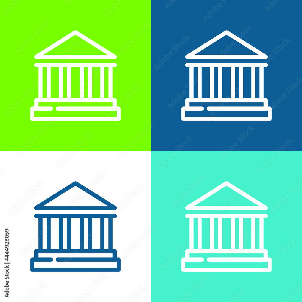 Bank Sign Flat four color minimal icon set Bank Sign Flat four color minimal icon set