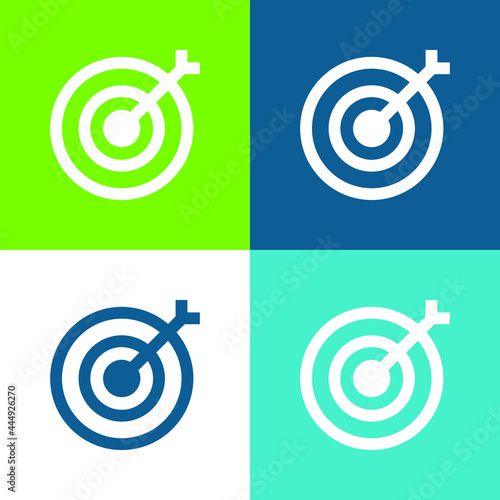 Archery Flat four color minimal icon set